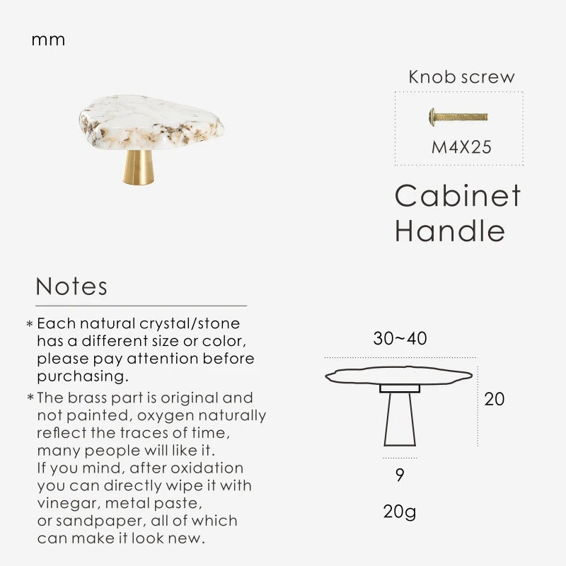 Natural White Turquoise Marble Handle & Hooks