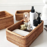 Handwoven Rectangular Rattan Wicker Basket