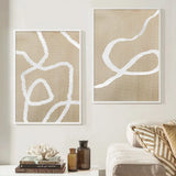 Abstract Line Beige Wall Art Canvas Painting