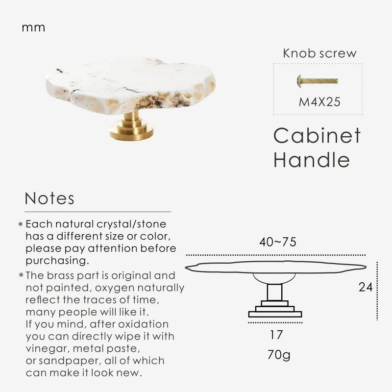 Natural White Turquoise Marble Handle & Hooks