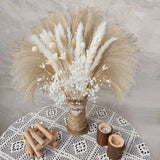 Natural Pampas & Dried Flowers Bouquet - 80pcs