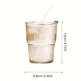 1pc 400ml Stripe Glass with Lid/Straw