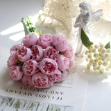 27 Head Rose Pink Peony Silk Artificial Flowers